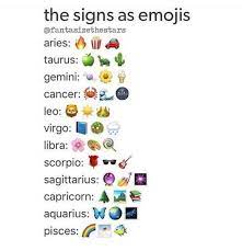 Zodiac sign emojis collection consists of 12 basic zodiac signs and the thirteenth ⛎ ophiuchus emoji, as well as combos and phrases of usage. Taurus Umm Why Are They All Green And A Turtle Apple And Cactus Like Wtf I Never Use Those Emojis Zodiac Signs Scorpio Zodiac Sign Fashion Zodiac Signs