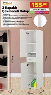 A101 2 kapaklı 2 çekmeceli dolap ve ölçüleri(bilgi amaçlıdır). Denni 2 Kapakli Cekmeceli Dolap 175x34x30 Cm Indirimde Market
