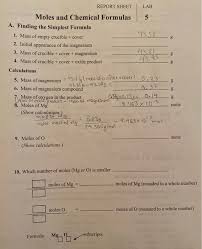Solved Report Sheet Lab 00 G 43 95 00 Moles And Chemical Chegg Com