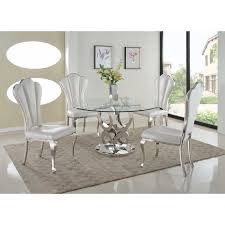 Geir Glam 5 Piece Dining Set Upholstered Dining Side Chair Side Chairs Dining Dining Table Setting