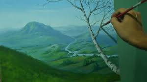 Acrylic Landscape Painting Tutorial Overlooking View With Mountains Valley River And A Tree Youtube