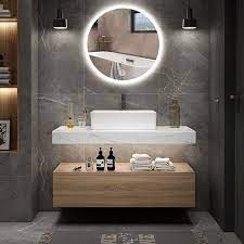 Mounting your bathroom vanity will naturally make the bathroom feel bigger and more comfortable. Modern 36 Floating Wall Mount Single Bathroom Vanity Set With Faux Mable Top Vessel Sink White Natural Bathroom Interior Design Bathroom Interior Single Bathroom Vanity
