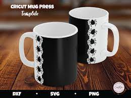 Coffee Mug Svg Mug Press Template Spider Border Wrap Etsy In 2021 Mug Press Halloween Mug Mug Template