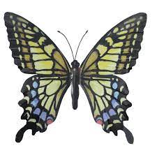 Large outdoor butterfly wall art. Large Metal Butterfly Garden Wall Art In Yellow Blue And Black Gardening Gifts Direct