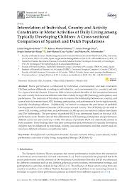Activities of daily living include activities surrounding personal hygiene, meal preparation, and money and time management. Pdf Interrelation Of Individual Country And Activity Constraints In Motor Activities Of Daily Living Among Typically Developing Children A Cross Sectional Comparison Of Spanish And Dutch Populations