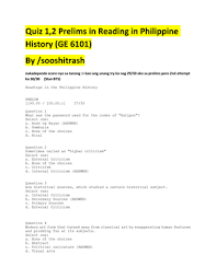 If you know, you know. Reading In Philippine History Quiz 1 2 Prelim Understanding The Self Studocu