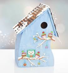 Winterliches Vogelhaus Mit Eulen In 3d Optik Vogelhaus Vogelhaus Selber Bauen Vogelhaus Bemalen