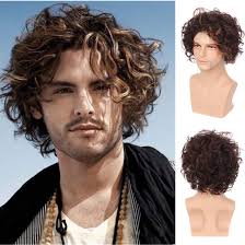 Short curly hair for black women. Amazon Com Swiking Mens Short Brown Curly Layered Wig Fluffy With Bang Halloween Costume Hair Party Cosplay Full Wigs For Male Beauty