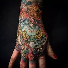 Black And Grey Foo Dog Hand Tattoo Foo Dog Hand Tattoo Hand Tattoos Foo Dog Tattoo Tattoos