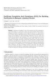 Whether you are starting from scratch, or are just out of practice. Pdf Certificate Completion And Compliance Ccc For Building Certification In Malaysia Literature Review