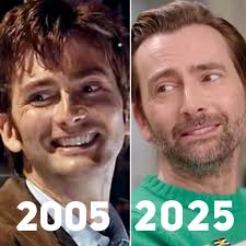 Same smile. Same twinkle. Two decades apart. 🌀✨ In 2005, he stole our  hearts as the Tenth Doctor. In 2025, he's still got our hearts but it also  looks like he has