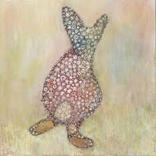 Rabbit Rabbit Goes Flower Crazy Art Print Folk Modern Animal Art Weird Art Art Animal Art