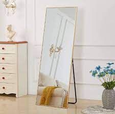 Sometimes, they can lean against the wall on their own, and other times, they have a stand, or you the frame is white, but it has gold leaf undertones to give it a depth you would not have expected. Pin By Dominika Salata On Gold Full Length Mirror Bedroom Floor Mirror In 2021 Body Mirror Standing Mirror Floor Length Mirror