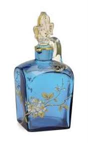 Berengia A Continental Enameled Blue Glass Decanter And Stopper Perfume Bottles Glass Perfume Bottle Perfume Bottle Art