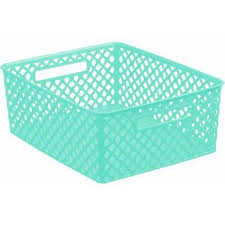Mainstays Medium Decorative Basket Mint Walmart Com Storage Baskets Basket Shelves Mainstays