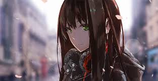 Want to discover art related to black_haired_anime_character? Black Haired Female Anime Character Art Anime Headphones Red Eyes Black Hair Hd Wallpaper Wallpaperbetter