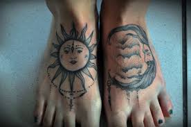 Check spelling or type a new query. Amazing Sun And Half Moon Face Tattoo On Feet
