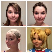 It's best to tuck your real hair into a wig cap to flatten it out and create a smooth surface. How To Pin Your Hair Wig Cap And Wig Tutorial Wigs Pin Curls Short Hair Wig Hairstyles