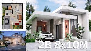 House Plans 6x6 With One Bedrooms Flat Roof The House Has Car Parking And Garden Living Room Dining R Small House Design House Design House Construction Plan