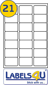 They're compatible with laser and inkjet printers and ready to be applied to. Labels4u A4 White Labels 20 Sheets Of 21 Labels Size 63 5x38 1mm Fba 2 90 Picclick Uk