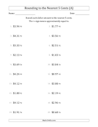 rounding dollar amounts to the nearest 5 cents a