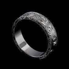 Men S Engraved Ring Art Deco Men S Wedding Band Hand Etsy In 2022 Titanium Wedding Rings Rings For Men Mens Wedding Rings