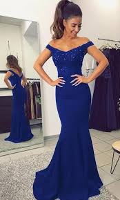 Off The Shoulder Mermaid Long Prom Dress With Applique And Beading School Dance Dress Fashion Winter Formal Dress Ydp0371 Blue Mermaid Prom Dress Prom Dresses Blue Royal Blue Prom Dresses