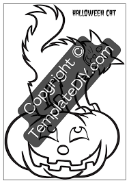 Halloween Cat Coloring Pages Template Printable PDF