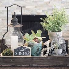 Summer Farmhouse Coffee Table Vignette Patio Table Decor Coffee Table Farmhouse Coffee Table Centerpieces Dining Room Centerpiece