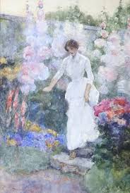 Maid In A Flower Garden oil painting reproduction by David Woodlock