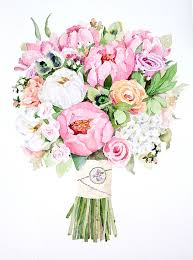 Bridal Watercolor Bouquet Wedding Flowers With Images Flower Illustration Custom Bridal Bouquet Flowers Bouquet Gift