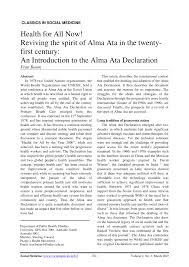 If people consider the numerous dangers to their health that smoking can cause, they may think twice about. Pdf Health For All Now Reviving The Spirit Of Alma Ata In The Twenty First Century An Introduction To The Alma Ata Declaration