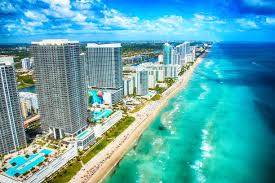 Aerial view of Miami Beach's coastline