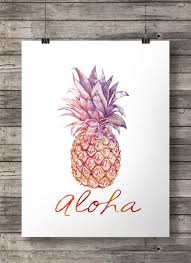 Aloha Pineapple Watercolor Pineapple Printable Wall Art Art Etsy Pineapple Art Watercolor Pineapple Pineapple Illustration