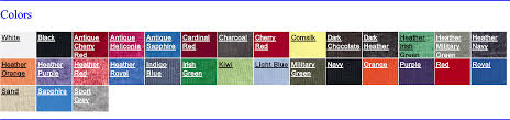 Gildan Swatches Gildan T Shirt Color Chart Gildan Color