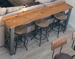 Rustic Gray Reclaimed Barn Wood Sofa Bar Table 8 Foot Etsy In 2020 Home Bar Table Long Sofa Table Table Behind Couch