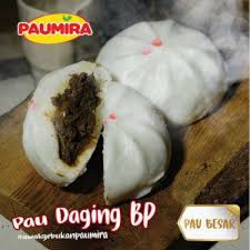 Soft pau (steamed bun) with petai sambal. Pau Mira Besar Daging Blackpepper 6pcs Uno Frozen Foods Sdn Bhd