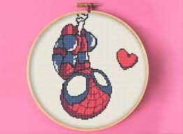 You simply will not find these patterns at. Superhero Love Heart Cross Stitch Pattern Embroidery Chibi Cute Character Nursery Geeky Wall De Marvel Cross Stitch Cross Stitch Patterns Cross Stitch Heart
