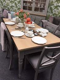 We understanding that buying one is a big investment. Burghley 6 Seater Painted Extending Dining Table Chairs In Fawn Display Clearance Cooks Company