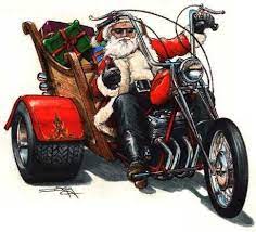 Motoblogn Santa Rides A Motorcycle Christmas Card Collection Motorcycle Christmas Christmas Art Santa Art