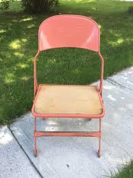 Vintage Metal Folding Chair Music Department Orange Pink Clarin Mfg Co Usa Ebay In 2020 Folding Chair Metal Folding Chairs Vintage Metal