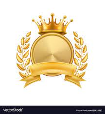 Gold Crown Laurel Wreath Winner Frame Vector First Place Champion Sign With Golden Ribbon With Circle Royal Lux Gold Crown Crown Frames Floral Border Design