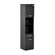 Black Bathroom Storage Cabinet Homcom 53 Tall Floating Wall Mounted Bathroom Storage Cabinet Dark Coffee Sto Black Bathroom Storage Wall Mounted Bathroom Storage Bathroom Storage Cabinet