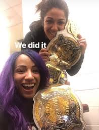 Bayley Sasha Banks The First Ever Wwe Women S Tag Team Champions Wwe Womens Wwe Girls Wwe Female Wrestlers
