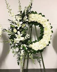 Funeral All White Wreath Arrangement