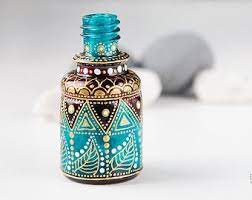 Mini Hand Painted Bottle Art Deco Flacon Hand Painted Bottles Bottle Art Painted Bottle