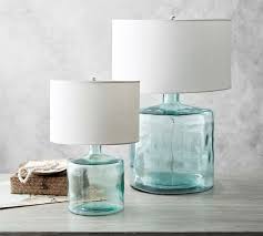 (table lamp) a decorative lamp unit intended for placing on a low side table as room decorations from light through shade and base and also somewhat functional for reading with light below the shade, often too low. Mallorca Recycled Glass Table Lamp Pottery Barn
