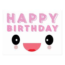 Sourire Heureux De Visage De Kawaii D Anniversaire Carte Postale Anniversaire Kawaii Carte De Voeux Carte Anniversaire