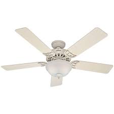 Hunter Sonora 52 In Indoor White Ceiling Fan French Vanilla With Light Kit 53173 The Home Depot White Ceiling Fan Ceiling Fan With Light Ceiling Fan