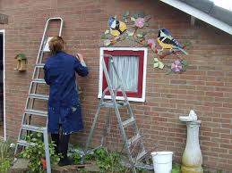 Koolmezen Op Muur Met Mozaiek Mosaic Mozaiek Koolmezen Decoratie